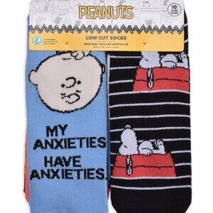 Peanuts unisex 10 Pack Low Cut Socks Snoopy Charlie Brown Size 4-10 NWT